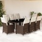 vidaXL 9-tlg. Garten-Bistro-Set mit Kissen Braun Poly Rattan vidaXL 9-tlg. Garten-Bistro-Set mit Kissen Braun Poly Rattan