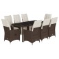 vidaXL 9-tlg. Garten-Bistro-Set mit Kissen Braun Poly Rattan vidaXL 9-tlg. Garten-Bistro-Set mit Kissen Braun Poly Rattan