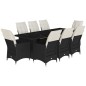 vidaXL 9-tlg. Garten-Bistro-Set mit Kissen Schwarz Poly Rattan vidaXL 9-tlg. Garten-Bistro-Set mit Kissen Schwarz Poly Rattan