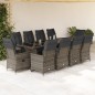 vidaXL 11-tlg. Garten-Bistro-Set mit Kissen Grau Poly Rattan vidaXL 11-tlg. Garten-Bistro-Set mit Kissen Grau Poly Rattan