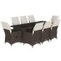 vidaXL 9-tlg. Garten-Bistro-Set mit Kissen Braun Poly Rattan vidaXL 9-tlg. Garten-Bistro-Set mit Kissen Braun Poly Rattan