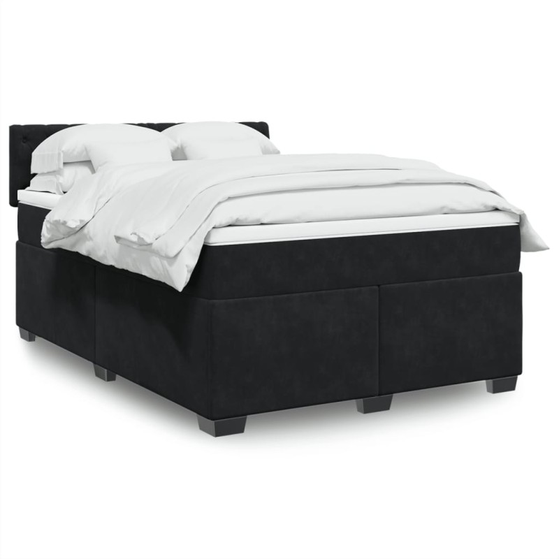 vidaXL Boxspringbett mit Matratze Schwarz 140x200 cm Samt vidaXL Boxspringbett mit Matratze Schwarz 140x200 cm Samt