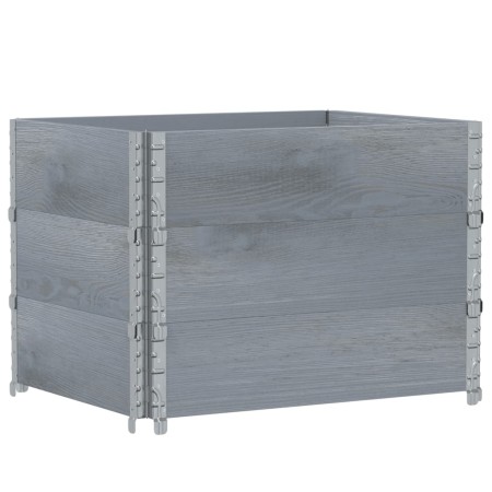 vidaXL Paletten-Aufsatzrahmen 3 Stk. Grau 80x60 cm Massivholz Kiefer