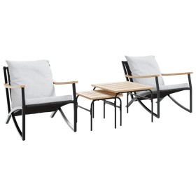 vidaXL 4-tlg. Balkonmöbel Set mit Kissen Schwarz Stahl
