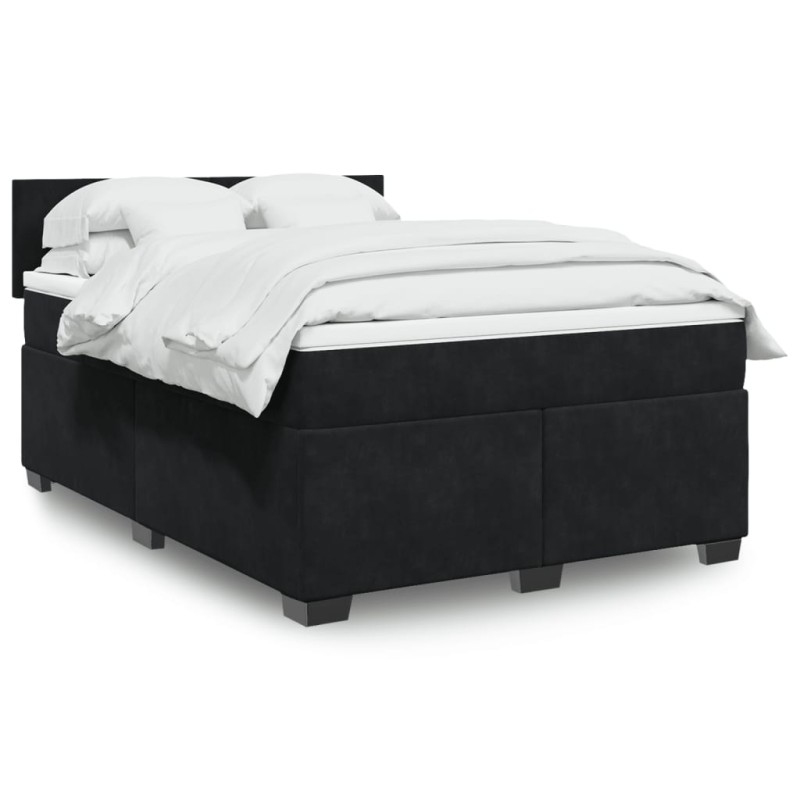 vidaXL Boxspringbett mit Matratze Schwarz 160x200 cm Samt vidaXL Boxspringbett mit Matratze Schwarz 160x200 cm Samt