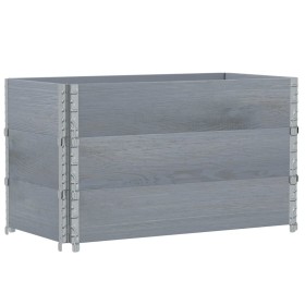 vidaXL Paletten-Aufsatzrahmen 3 Stk. Grau 100x50 cm Massivholz Kiefer