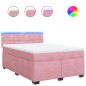 vidaXL Boxspringbett mit Matratze Rosa 160x200 cm Samt vidaXL Boxspringbett mit Matratze Rosa 160x200 cm Samt