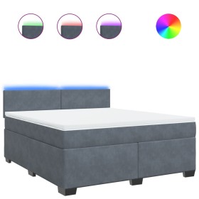 vidaXL Boxspringbett mit Matratze Dunkelgrau 180x200 cm Samt