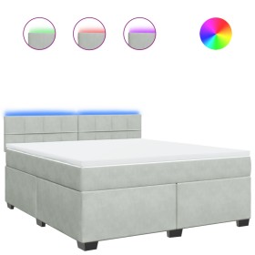 vidaXL Boxspringbett mit Matratze Hellgrau 180x200 cm Samt