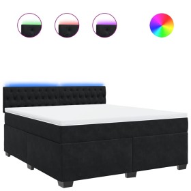 vidaXL Boxspringbett mit Matratze Schwarz 180x200 cm Samt