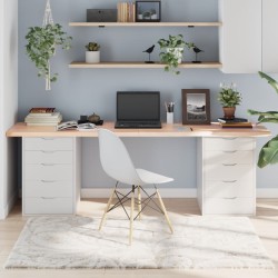 vidaXL Tischplatte 220x40x(2-4) cm Massivholz Eiche Unbehandelt
