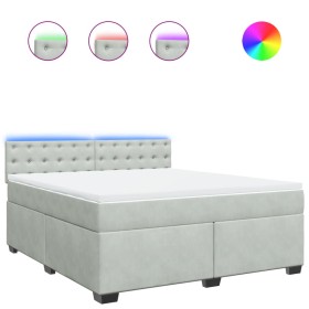 vidaXL Boxspringbett mit Matratze Hellgrau 180x200 cm Samt