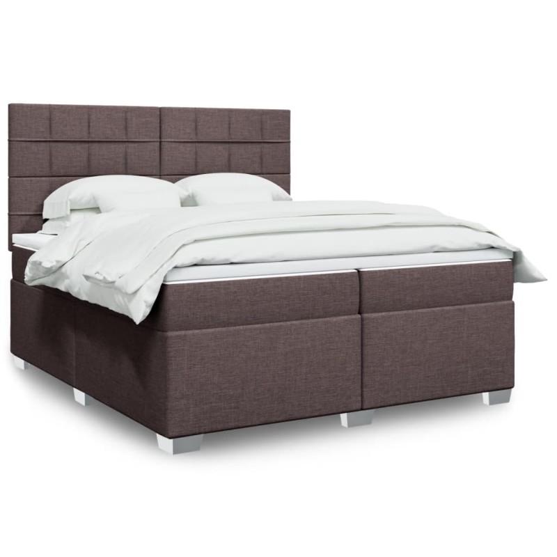 vidaXL Boxspringbett mit Matratze Dunkelbraun 200x200 cm Stoff vidaXL Boxspringbett mit Matratze Dunkelbraun 200x200 cm Stoff