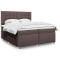 vidaXL Boxspringbett mit Matratze Dunkelbraun 200x200 cm Stoff vidaXL Boxspringbett mit Matratze Dunkelbraun 200x200 cm Stoff