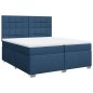 vidaXL Boxspringbett mit Matratze Blau 200x200 cm Stoff vidaXL Boxspringbett mit Matratze Blau 200x200 cm Stoff