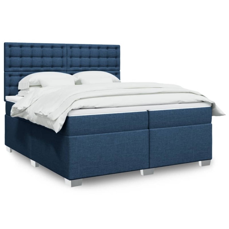 vidaXL Boxspringbett mit Matratze Blau 200x200 cm Stoff vidaXL Boxspringbett mit Matratze Blau 200x200 cm Stoff