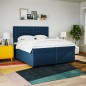 vidaXL Boxspringbett mit Matratze Blau 200x200 cm Stoff vidaXL Boxspringbett mit Matratze Blau 200x200 cm Stoff