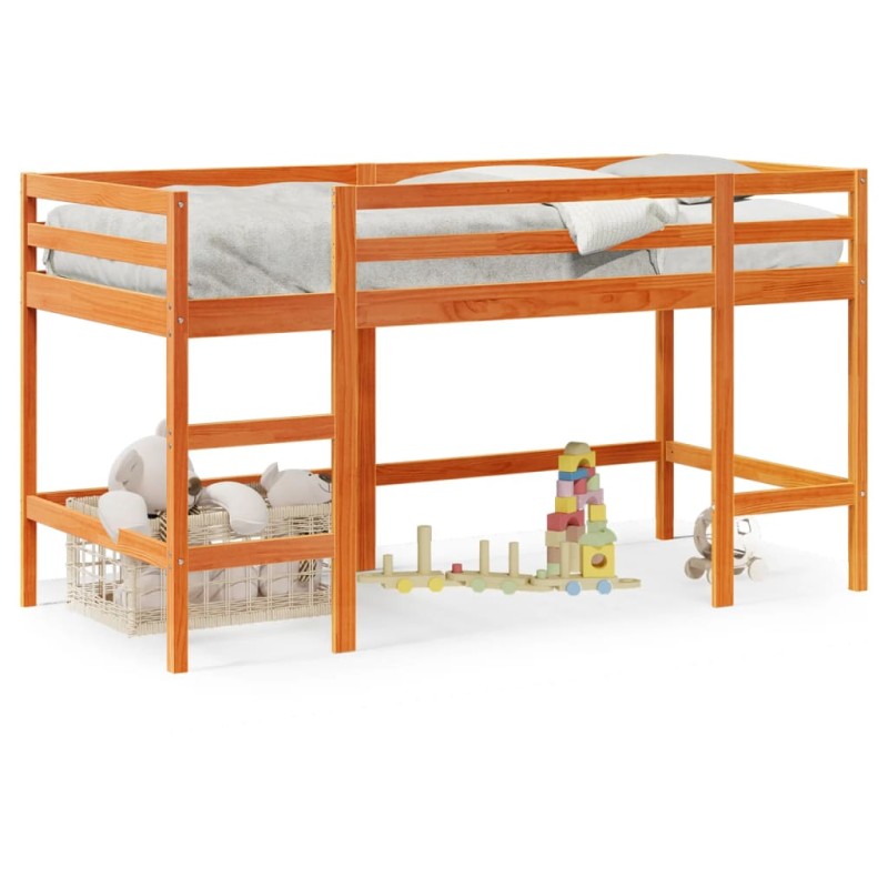 vidaXL Kinderhochbett mit Leiter Wachsbraun 90x200cm Massivholz Kiefer vidaXL Kinderhochbett mit Leiter Wachsbraun 90x200cm Massivholz Kiefer