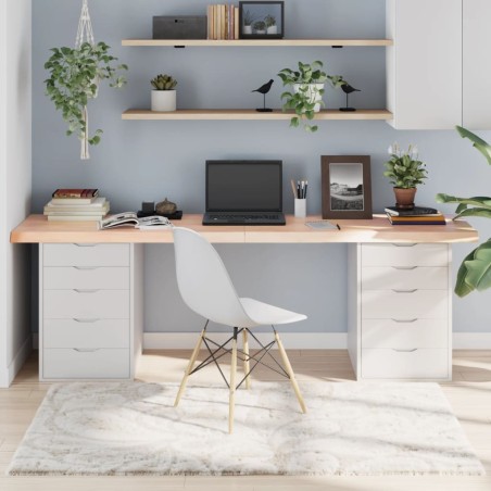 Tischplatte 220x50x6 cm Massivholz Eiche Unbehandelt