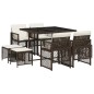 vidaXL 9-tlg. Garten-Essgruppe mit Kissen Braun Poly Rattan vidaXL 9-tlg. Garten-Essgruppe mit Kissen Braun Poly Rattan