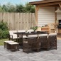 vidaXL 11-tlg. Garten-Essgruppe mit Kissen Braun Poly Rattan vidaXL 11-tlg. Garten-Essgruppe mit Kissen Braun Poly Rattan