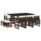 vidaXL 11-tlg. Garten-Essgruppe mit Kissen Braun Poly Rattan vidaXL 11-tlg. Garten-Essgruppe mit Kissen Braun Poly Rattan