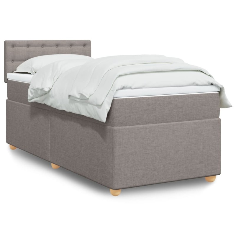 vidaXL Boxspringbett mit Matratze Taupe 90x190 cm Stoff vidaXL Boxspringbett mit Matratze Taupe 90x190 cm Stoff