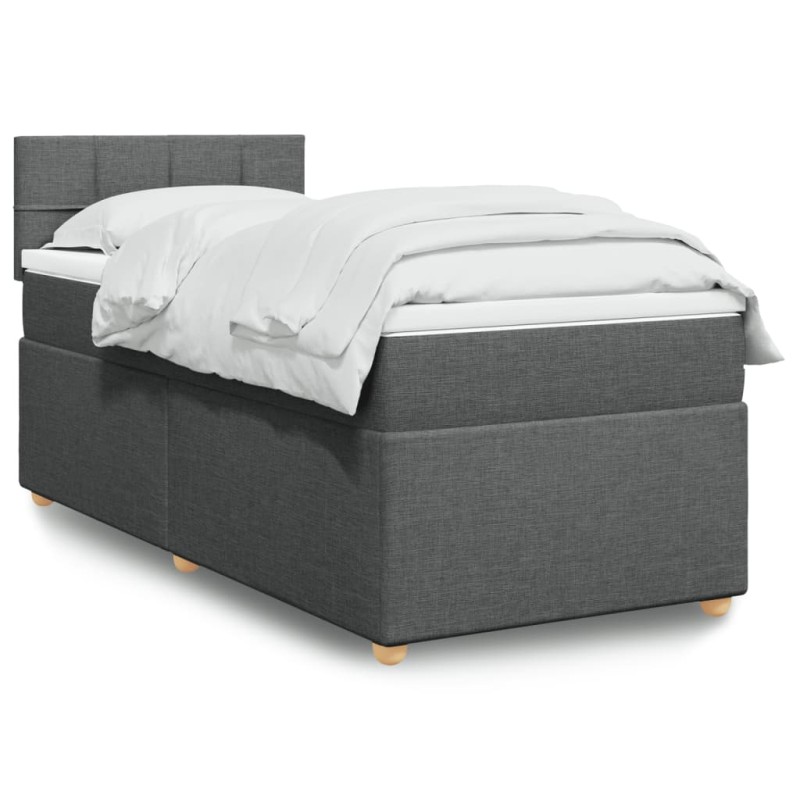vidaXL Boxspringbett mit Matratze Dunkelgrau 90x200 cm Stoff vidaXL Boxspringbett mit Matratze Dunkelgrau 90x200 cm Stoff
