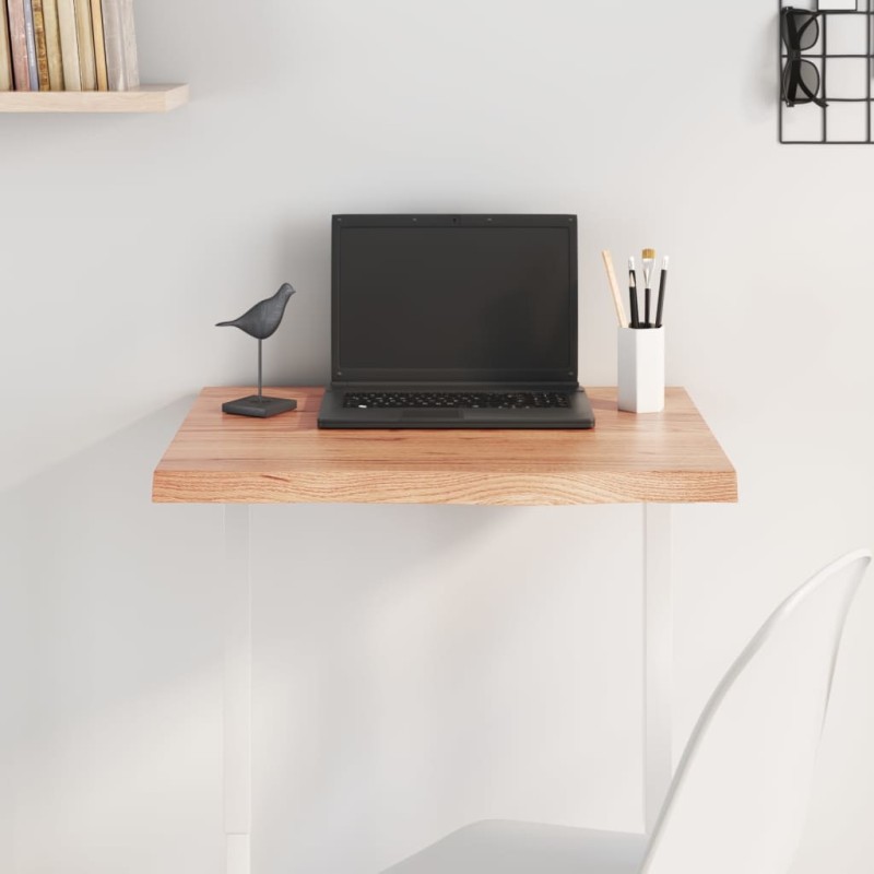 Tischplatte Hellbraun 60x50x4 cm Massivholz Eiche Behandelt Tischplatte Hellbraun 60x50x4 cm Massivholz Eiche Behandelt
