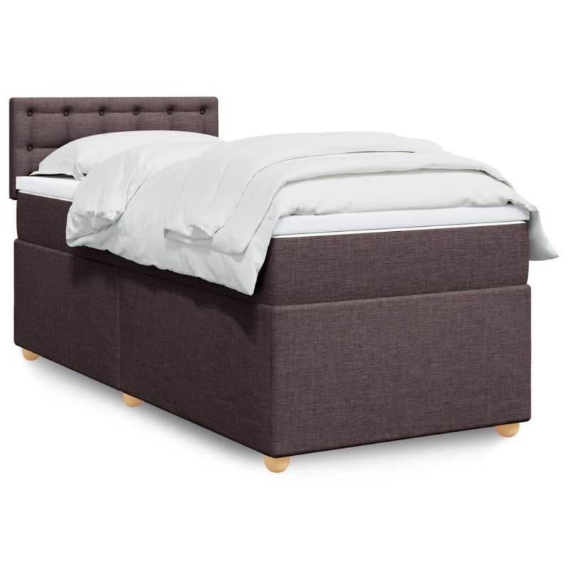 vidaXL Boxspringbett mit Matratze Dunkelbraun 100x200 cm Stoff vidaXL Boxspringbett mit Matratze Dunkelbraun 100x200 cm Stoff