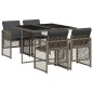 vidaXL 5-tlg. Garten-Essgruppe mit Kissen Grau Poly Rattan vidaXL 5-tlg. Garten-Essgruppe mit Kissen Grau Poly Rattan