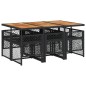 vidaXL 7-tlg. Garten-Essgruppe mit Kissen Schwarz Poly Rattan