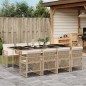 vidaXL 9-tlg. Garten-Essgruppe mit Kissen Beige Poly Rattan vidaXL 9-tlg. Garten-Essgruppe mit Kissen Beige Poly Rattan