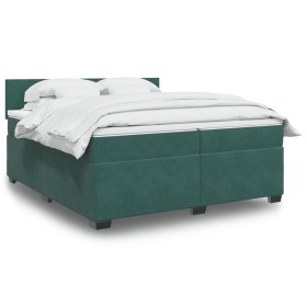 vidaXL Boxspringbett mit Matratze Dunkelgrün 200x200 cm Samt