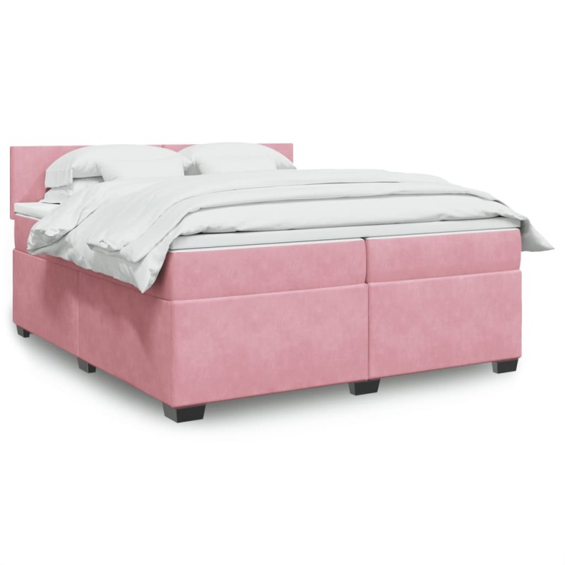 vidaXL Boxspringbett mit Matratze Rosa 200x200 cm Samt vidaXL Boxspringbett mit Matratze Rosa 200x200 cm Samt