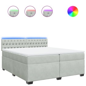 vidaXL Boxspringbett mit Matratze Hellgrau 200x200 cm Samt