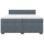 vidaXL Boxspringbett mit Matratze Dunkelgrau 200x200 cm Samt vidaXL Boxspringbett mit Matratze Dunkelgrau 200x200 cm Samt