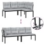 vidaXL 7-tlg. Garten-Sofagarnitur mit Kissen Schwarz Stahl vidaXL 7-tlg. Garten-Sofagarnitur mit Kissen Schwarz Stahl