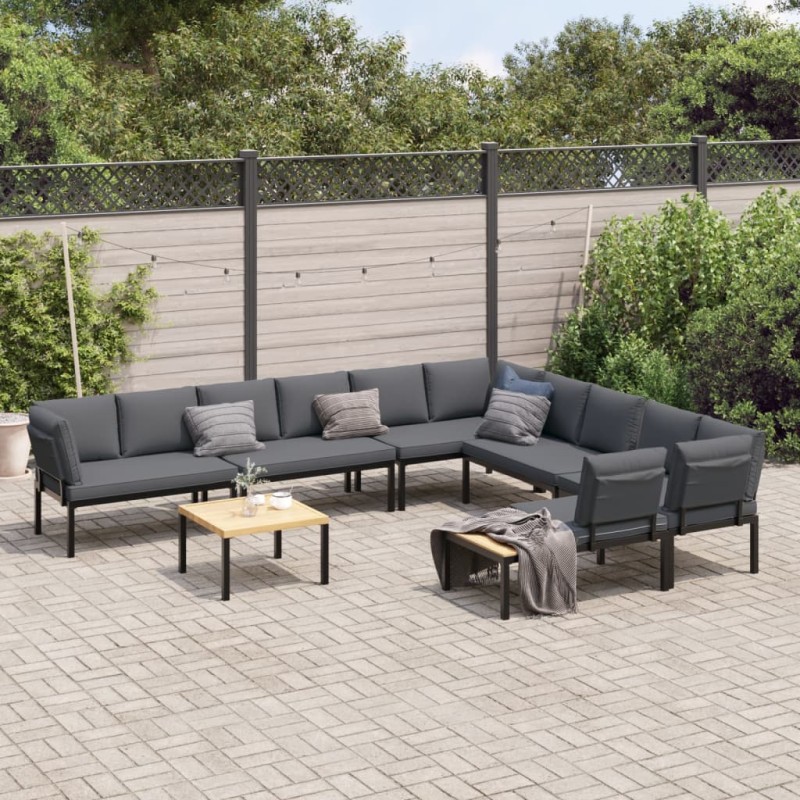 vidaXL 7-tlg. Garten-Sofagarnitur mit Kissen Schwarz Aluminium vidaXL 7-tlg. Garten-Sofagarnitur mit Kissen Schwarz Aluminium