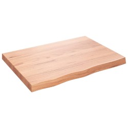 Tischplatte Hellbraun 80x60x6 cm Massivholz Eiche Behandelt