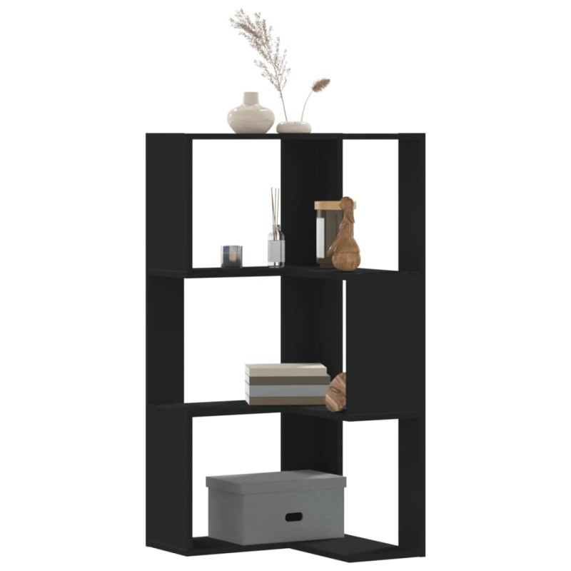 vidaXL Eck-Bücherregal 3 Böden Schwarz 50x50x102 cm Holzwerkstoff vidaXL Eck-Bücherregal 3 Böden Schwarz 50x50x102 cm Holzwerkstoff