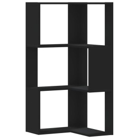 vidaXL Eck-Bücherregal 3 Böden Schwarz 50x50x102 cm Holzwerkstoff