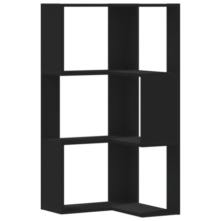 vidaXL Eck-Bücherregal 3 Böden Schwarz 50x50x102 cm Holzwerkstoff
