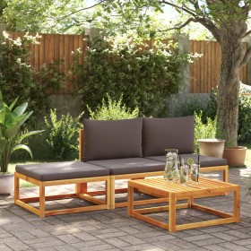 vidaXL 4-tlg. Garten-Sofagarnitur mit Kissen Massivholz Akazie