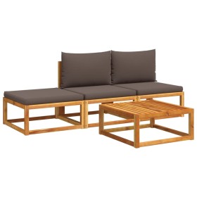 vidaXL 4-tlg. Garten-Sofagarnitur mit Kissen Massivholz Akazie