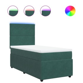 vidaXL Boxspringbett mit Matratze Dunkelgrün 80x200 cm Samt