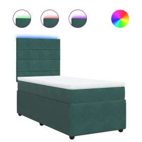 vidaXL Boxspringbett mit Matratze Dunkelgrün 80x200 cm Samt
