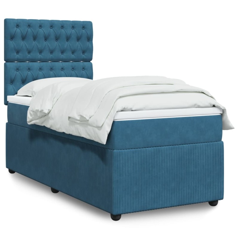vidaXL Boxspringbett mit Matratze Blau 80x200 cm Samt vidaXL Boxspringbett mit Matratze Blau 80x200 cm Samt