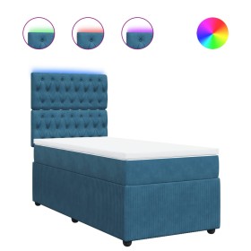 vidaXL Boxspringbett mit Matratze Blau 80x200 cm Samt