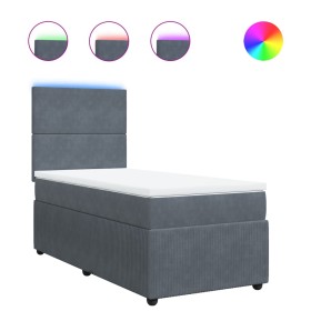 vidaXL Boxspringbett mit Matratze Dunkelgrau 90x190 cm Samt